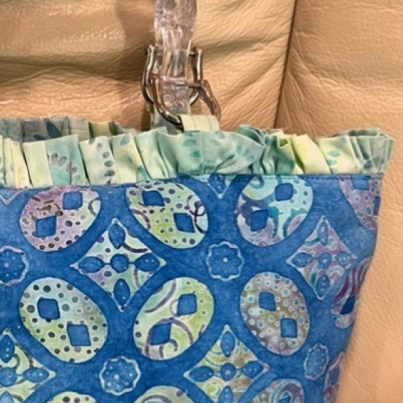 Tropical Tie Dye Print Small Tote Bag Change Purse Included Blue Green NWOT - Picture 4 of 9